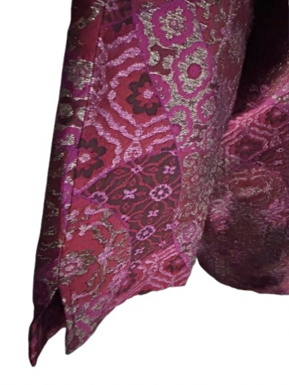 100% Silk CONNIE ROBERSON Jacket Tapestry Brocade Small Burgundy Designer - Picture 10 of 15